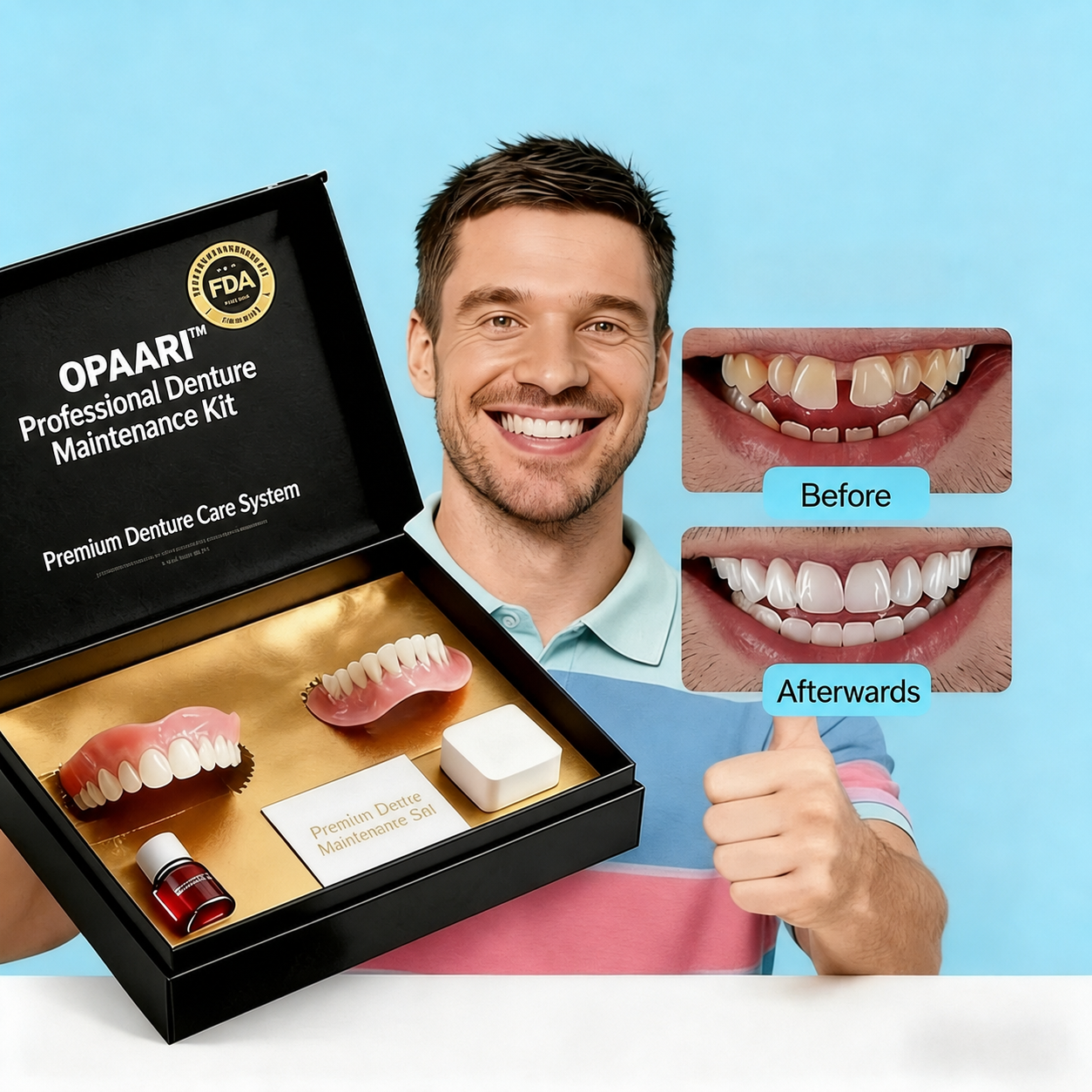 🔥🔥🔥Ends Today: 70% OFF!🦷OPAARI™ Custom-Fit Full Functional Dentures Make you more confident